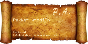 Pekker Arzén névjegykártya